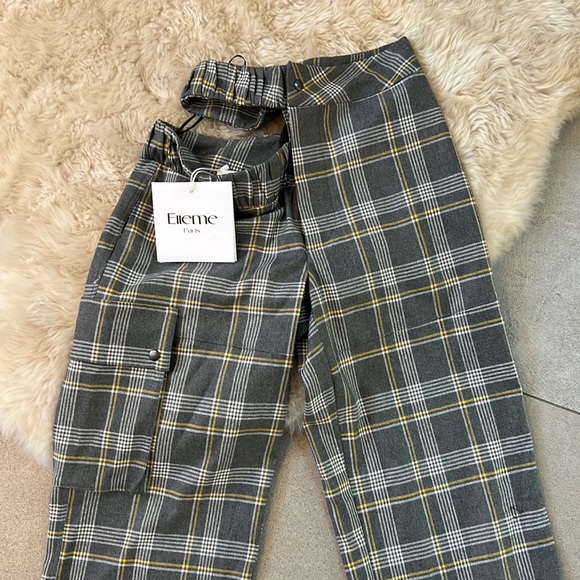 ELLEME Gray Cut Out Baggy Checked Pants - Picture 4 of 9
